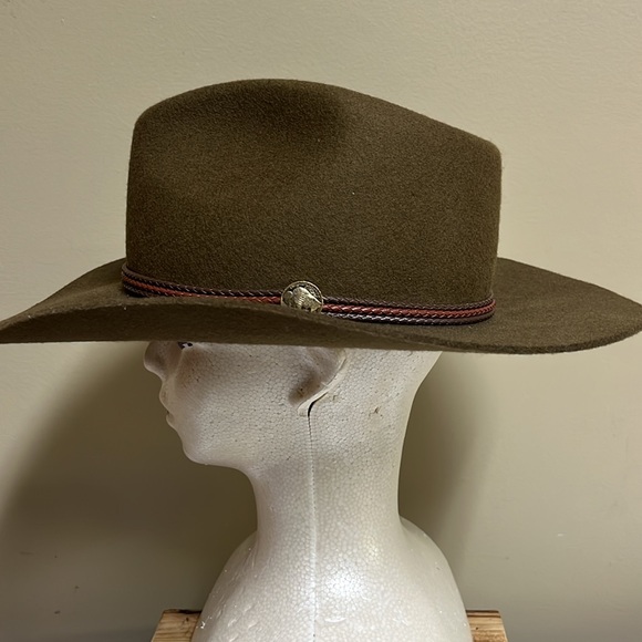 Stetson Olive Felt Hat with Dual-Tone Band - Picture 8 of 14